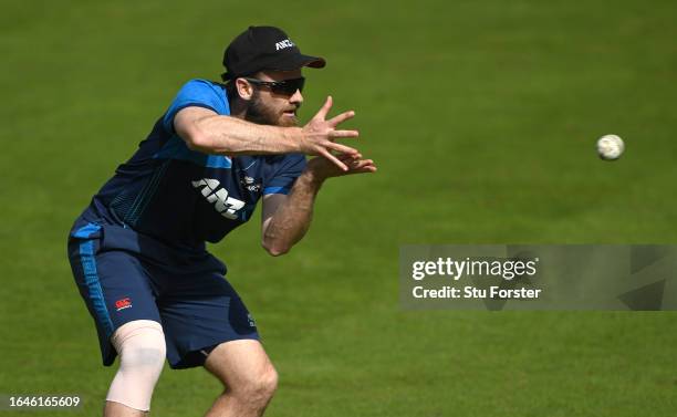 New Zealand player Kane Williamson in action during his rehabilitation from injury during nets ahead of the 1st T20 I between England and New Zealand...