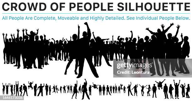 illustrazioni stock, clip art, cartoni animati e icone di tendenza di folla di persone silhouette - folla