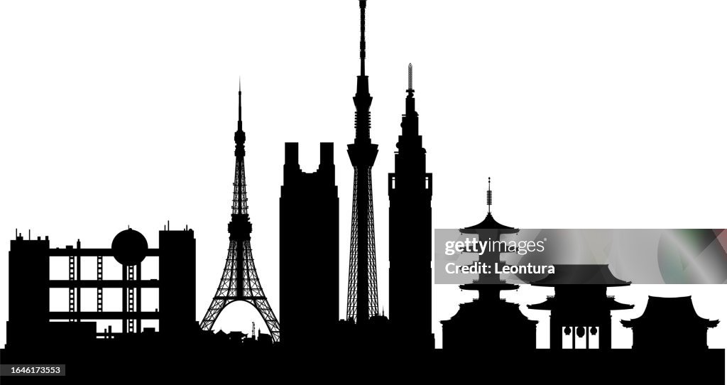 Tokyo Skyline Silhouette (All Buildings Are Moveable and Complete)
