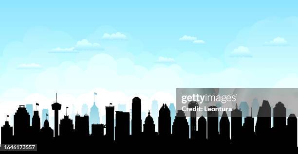 texas- san antonio, austin, dallas, houston (buildings are moveable, complete) - austin texas skyline vector stock illustrations