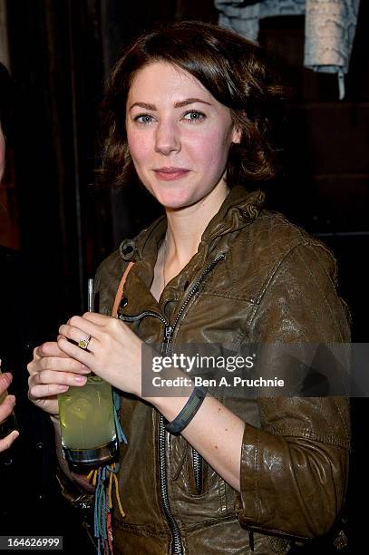 Catherine Steadman attends AllSaints Biker Project - Series One at All Saints on March 25, 2013 in London, England.