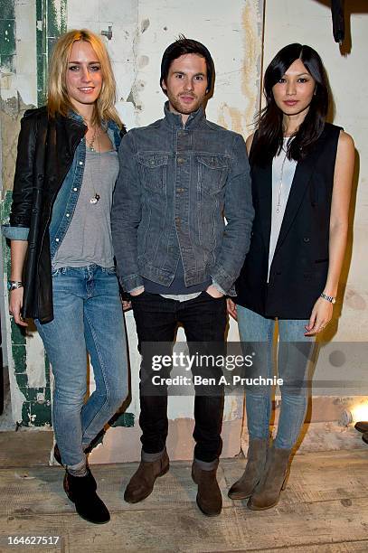 Ruta Gedmintas, Tom Riley and Gemma Chan attend AllSaints Biker Project - Series One at All Saints on March 25, 2013 in London, England.