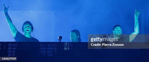 Swedish House Mafia performing at Ultra Music Festival at Bayfront Park Amphitheater on March 24, 2013 in Miami, Florida.
