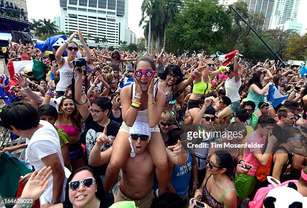 Atmosphere as Nervo perform at the Ultra Music Festival on March 24, 2013 in Miami, Florida.
