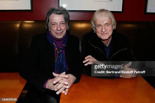 Singer Dave and Herve Vilard attend 'Une Chanson Pour Ma Mere' movie premiere, held at UGC Cine Cite les Halles on March 25, 2013 in Paris, France.