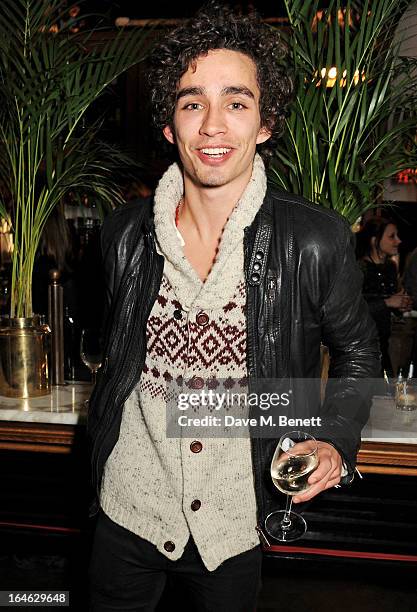 Robert Sheehan attends an after party following the press night performance of 'Peter And Alice' at The National Cafe on March 25, 2013 in London,...