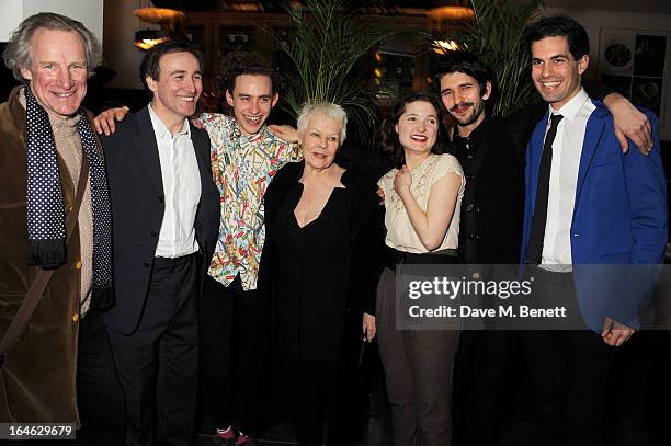 Cast members Nicholas Farrell, Derek Riddell, Olly Alexander, Dame Judi Dench, Ruby Bentall, Ben Whishaw and Stefano Braschi attend an after party...