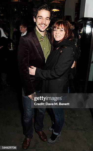 Joseph Timms and Finty Williams attend an after party following the press night performance of 'Peter And Alice' at The National Cafe on March 25,...