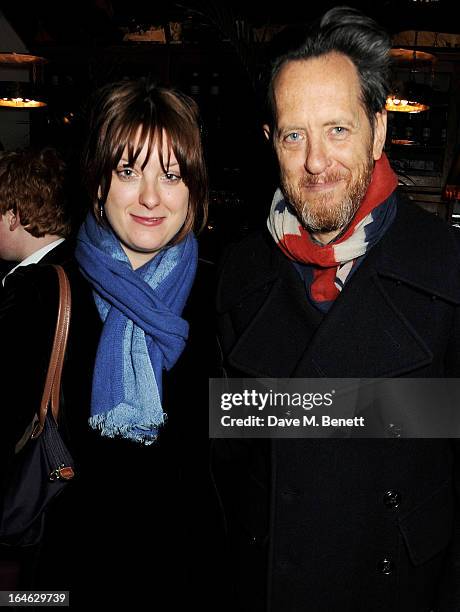 Richard E. Grant and daughter Olivia Grant attend an after party following the press night performance of 'Peter And Alice' at The National Cafe on...