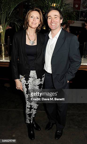 Cast member Derek Riddell attends an after party following the press night performance of 'Peter And Alice' at The National Cafe on March 25, 2013 in...