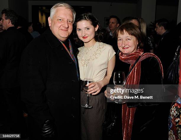 Simon Russell Beale, Ruby Bentall and Janine Duvitski attend an after party following the press night performance of 'Peter And Alice' at The...