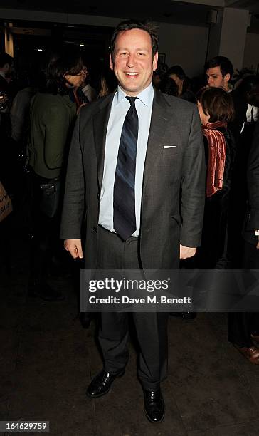 Ed Vaizey MP attends an after party following the press night performance of 'Peter And Alice' at The National Cafe on March 25, 2013 in London,...