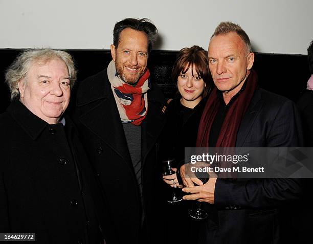 Richard E. Grant, daughter Olivia Grant and Sting attend an after party following the press night performance of 'Peter And Alice' at The National...