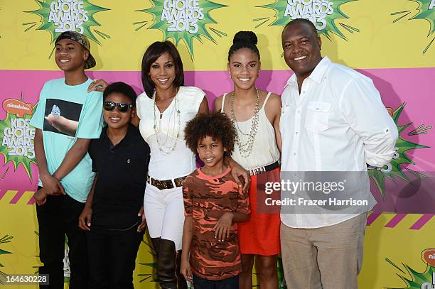 Rodney Peete Jr., Robinson Peete, Holly Robinson Peete, Roman Peete, Ryan Peete and Rodney Peete attend Nickelodeon's 26th Annual Kids' Choice Awards...