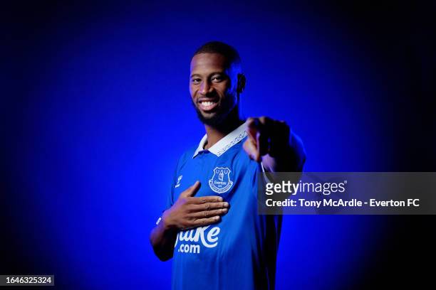 Beto poses for a photo after signing for Everton at Finch Farm on August 29th, 2023 in Halewood, England.