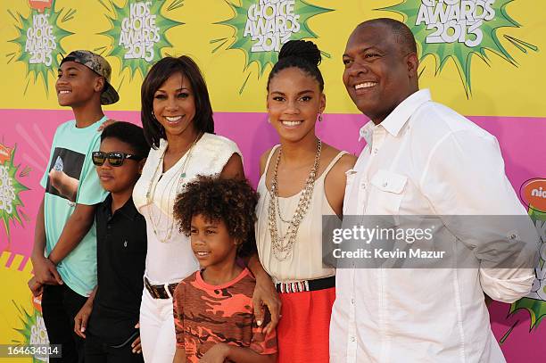 Rodney Peete Jr., Robinson Peete, Holly Robinson Peete, Roman Peete, Ryan Peete and Rodney Peete arrive at Nickelodeon's 26th Annual Kids' Choice...