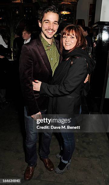 Joseph Timms and Finty Williams attend an after party following the press night performance of 'Peter And Alice' at The National Cafe on March 25,...