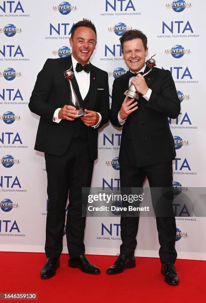 Anthony McPartlin and Declan Donnelly , winners of the TV Presenter award, pose in the press room at the National Television Awards 2023 at The O2...