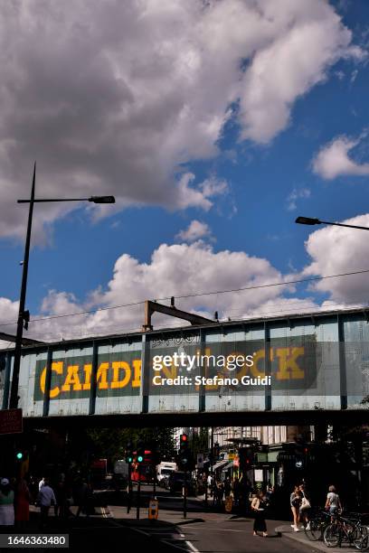 General view of tourists visit the Camden Town district on August 22, 2023 in London, England. London is the capital of England, many of the...