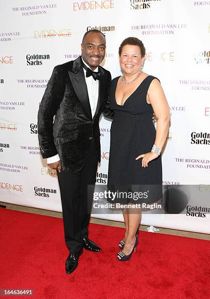 Executive Vice President of at Booz Allen Hamilton Reginald Van Lee and CEO of BET Debra Lee attend the Evidence, A Dance Company 9th annual Torch...