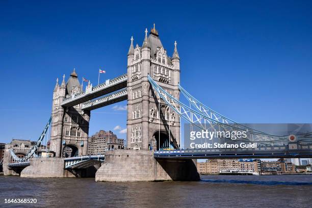 General view of Tower Bridge of on August 22, 2023 in London, England. London is the capital of England, many of the inhabitants, called Londoners,...