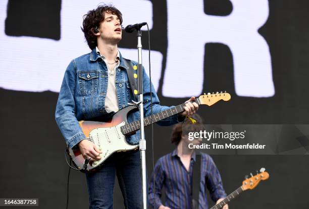 Elijah Hewson of Inhaler performs during the 2023 Outside Lands Music festival at Golden Gate Park on August 13, 2023 in San Francisco, California.