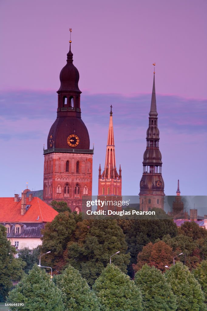 Bell towers and spires in Riga's Old Town