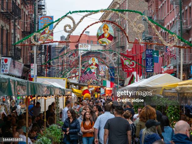 san gennaro festival in the little italy, nyc - san gennaro festival stock pictures, royalty-free photos & images