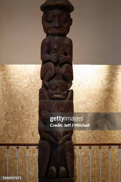 View of the 36ft totem pole which is soon to be moved from the National Museum of Scotland to British Columbia on the west coast of Canada on August...