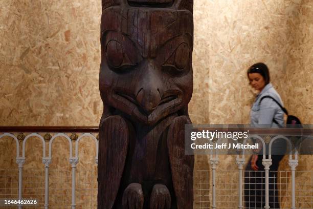 View of the 36ft totem pole which is soon to be moved from the National Museum of Scotland to British Columbia on the west coast of Canada on August...