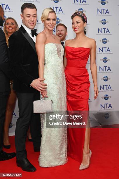 Kai Widdrington, Nadiya Bychkova and Katya Jones pose in the press room at the National Television Awards 2023 at The O2 Arena on September 5, 2023...