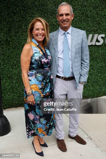 Katie Couric and John Molner attend the opening night on day one of the 2023 US Open at Arthur Ashe Stadium at the USTA Billie Jean King National...