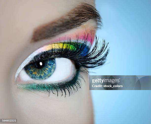 blue eye - colorful eye liner stock pictures, royalty-free photos & images