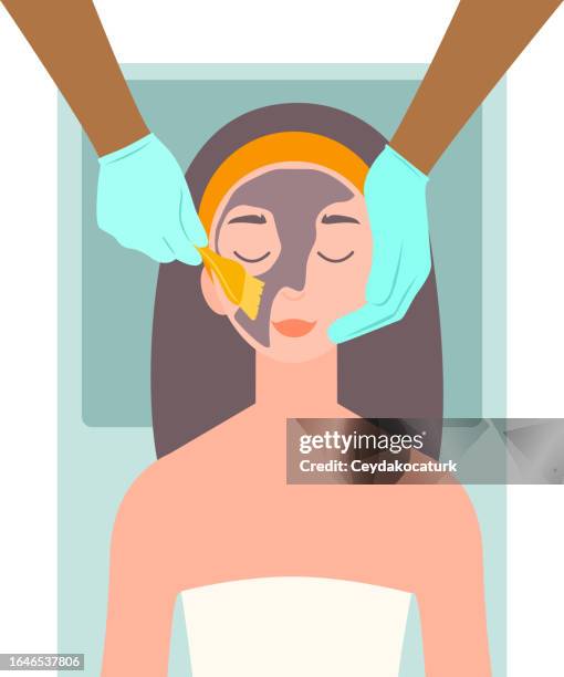 woman holding serum bottle and doing skin care - anti aging stock illustrations