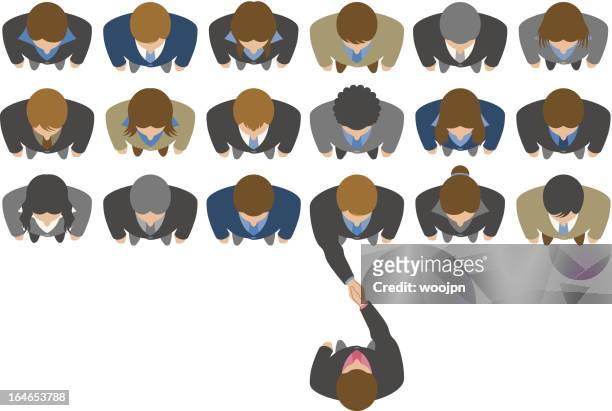 overhead view of businessman choosing a business partner - elevated view stock illustrations