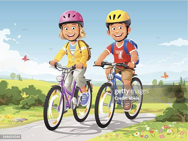 ilustraciones, imágenes clip art, dibujos animados e iconos de stock de bike ride - bici de montaña