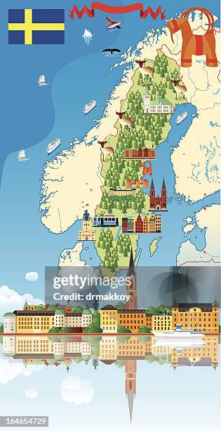 cartoon map of sweden - västra götaland county stock illustrations