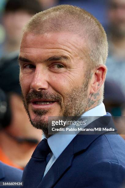 David Beckham of Inter Miami at the Leagues Cup final football match between Inter Miami against Nashville SC at Geodis Park in Nashville at GEODIS...