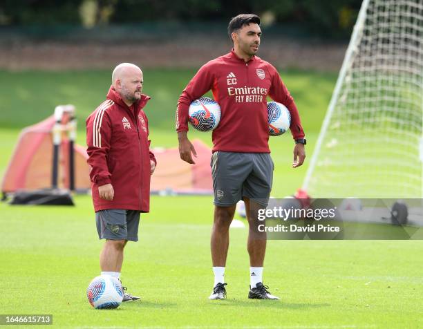 Arsenal Women's Physical Perfromace Lead and Eoin Clarkin Arsenal Women's S&C during the Arsenal Women's training session at London Colney on August...