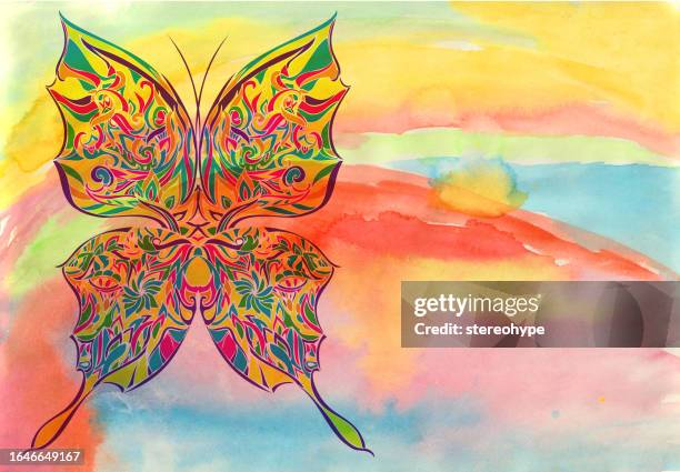 dawn butterfly - costa rica beach stock illustrations