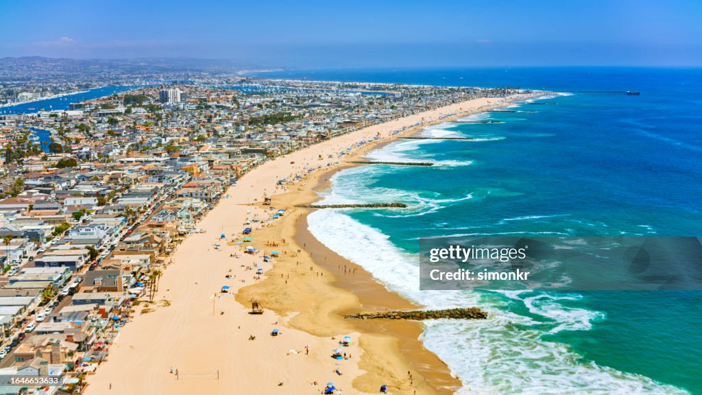 View of houses along Newport beach