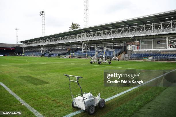 General view of the newly built 'Bobbers Stand' prior to kick-off ahead of the Carabao Cup Second Round match between Luton Town and Gillingham at...