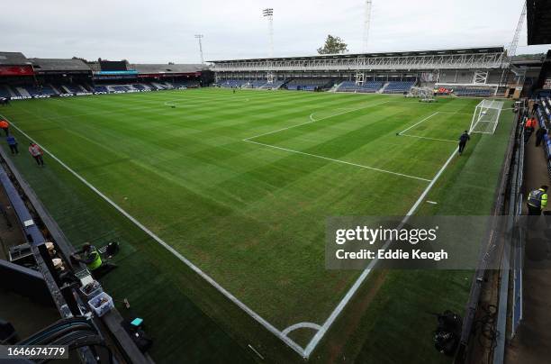 General view inside the stadium prior to kick-off ahead of the Carabao Cup Second Round match between Luton Town and Gillingham at Kenilworth Road on...