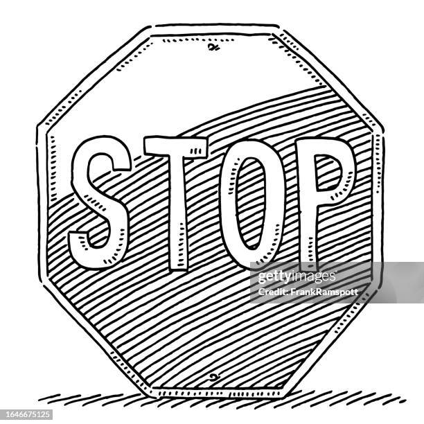 stoppschild-zeichnung - stop sign stock-grafiken, -clipart, -cartoons und -symbole