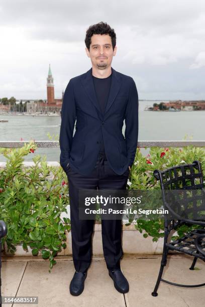 President of the international juries Damien Chazelle attends the "Stars Over Venice: A Lovely Night" Cocktail at the Hotel Danieli during the 80th...