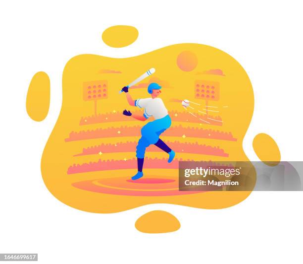 batting baseball, bubble frame - baseball player swing stock illustrations