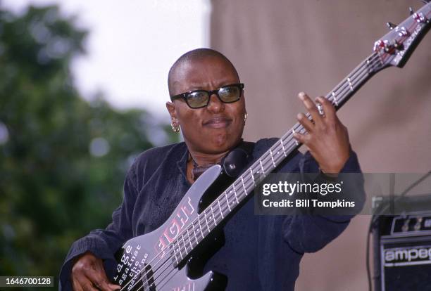 August 30: Meshell Ndegeocello performing during the Central Park SummerStage Concert series August 30th, 1997 in New York City.