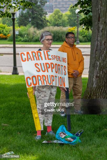 St. Paul, Minnesota. Protest for people who have been wrongly incarcerated. They are calling out Carrie Sperling, the director of the Conviction...