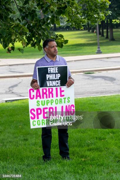 St. Paul, Minnesota. Protest for people who have been wrongly incarcerated. They are calling out Carrie Sperling, the director of the Conviction...