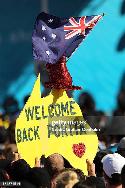 Fans shows their support at Birrarung Marr on March 26, 2013 in Melbourne, Australia. DeGeneres is in Australia to film segments for her TV show,...